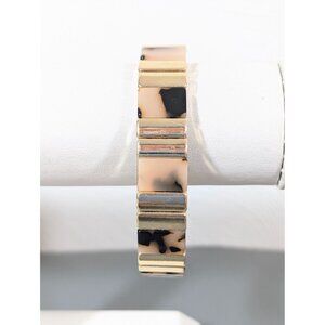 Nine West Faux Tortoise Gold Tone Stretch Bangle Bracelet 7 in